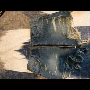 UNIF denim shorts double zipper
